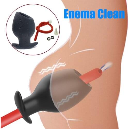 Silicone Anal Enema Tube Hollow Anal Plug Dildo Big Buttplug Anus Cleaner Vaginal Speculum Prostate Massage Anal Dilator Sex Toy