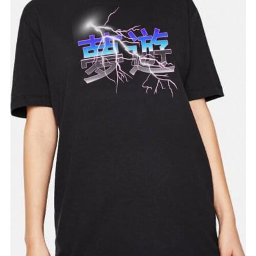 Sleepwalker Lightning Gothic T-Shirt Oversized Black Tumblr Grunge Streetwear T Shirt Woman Tshirts Egirl Aesthetic Clothes Tops