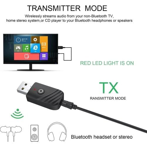 USB 5.0 Audio Transmitter Receiver Adapter for TV PC Car AUX Speaker 1x