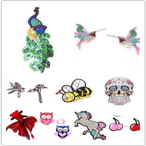 Peacock Feather Wing Embroidered Patches For Clothing Appliques Sew Stripes On Elegance Parent-child Clothes Craft Accessories