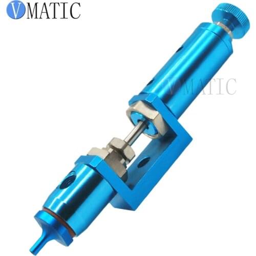 High Quality Small Valve Quality Needle Off Dispensing Valve / Blue Color Glue Dispense Nozzle Valve