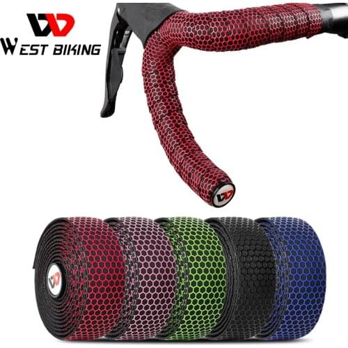 WEST BIKING Bike Handlebar Tape Road Bicycle Anti-slip Silica Gel EVA Shock Absorption Handle Bar Tape Cycling Wrap End Plug