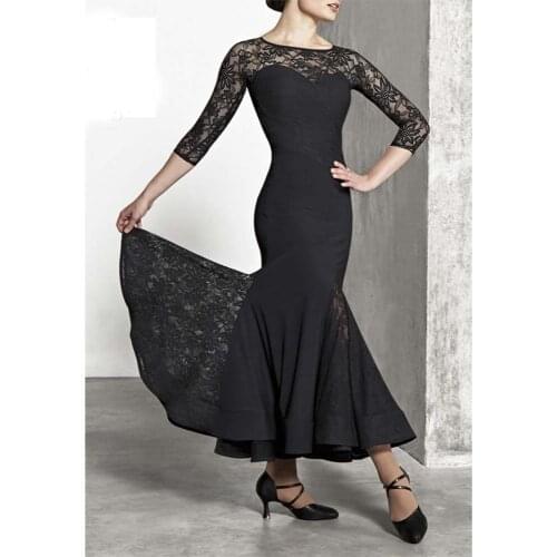 WomenS National Standard Dance Clothes New Mesh Long-Sleeved Jumpsuit Skirt Suit Ballroom Dance Competition Dress Wear