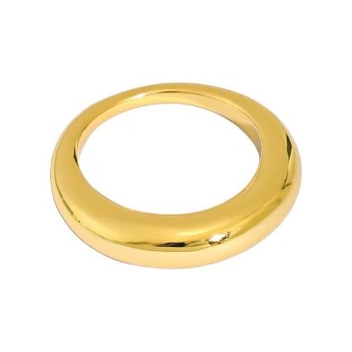 1pc 100% Authentic 925 Sterling Silver Jewelry White /Gold Rounded Smooth Ring Adjust TL J1394