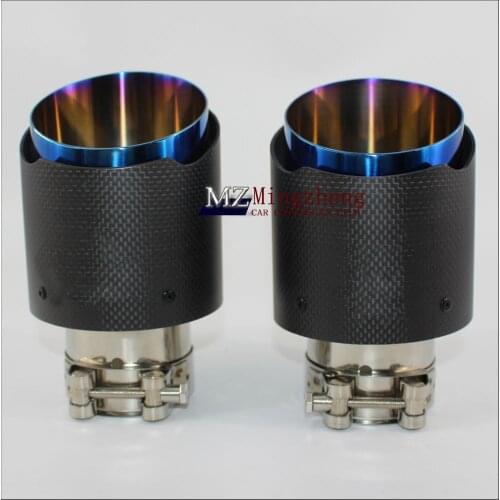 1Pcs 63mm 101mm Carbon fiber + stainless steel universal Auto A.K exhaust tip tailtip end pipe for bmw vw golf car styling