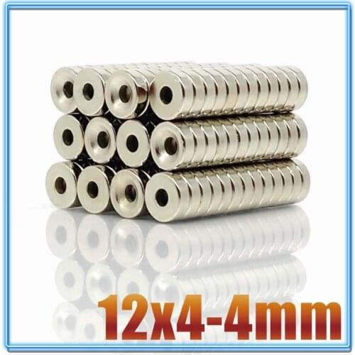 10/20/50/100PCS 12x4-4mm N35 Powerful Magnetic 12*4mm Hole 4mm Countersunk Neodymium Magnet Permanent NdFeB Magnets 12x4-4