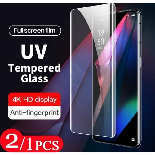 2/1Pcs full cover UV Tempered glass for OPPO Reno 6 5 pro plus phone screen protector Reno 4 3 pro 5G UV Glass protective film