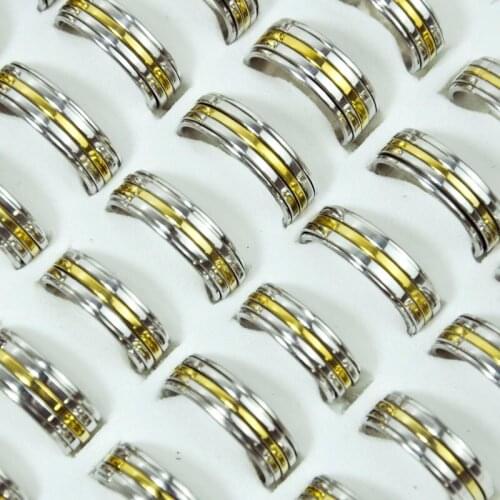 50Pcs Fashion Hot sale Design Punk Rotatable 3 Rows Women Steel Rings Men Ring Wholesale Jewelry Lots LR4109