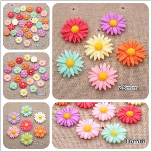 9mm/13mm/16mm/22mm/26mm Mix Colors Daisy Resin Flower Flatback Cabochon DIY Jewelry Phone Decoration