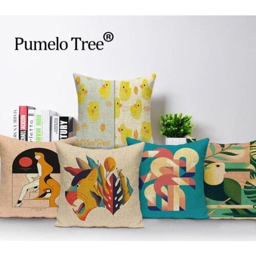 Abstract Cartoon Cushion Cover Dinosaur Living Room Pillows Case Linen Cushions Covers Animal Sofa Car Pillow Cases45*45Cm Cojin