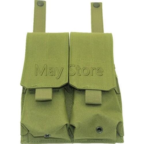Army Green Utility Double Magazine Pouch Double Pistol M4 Mag Pouch for Outdoor Hunting Shooting