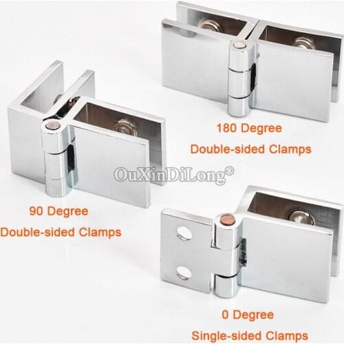 Free Shipping 2PCS Glass Cabinet Hinges Shopping Mall Jewelry Phone Display Wine Cabinet Door Hinges for 5~8mm Glass Clamps