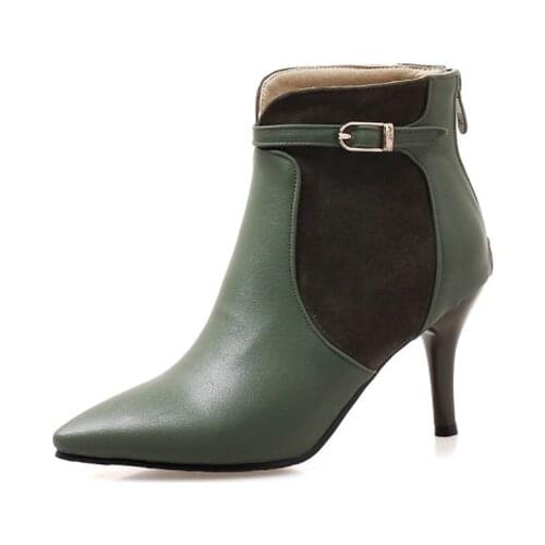 Big Size 10 17 boots women shoes ankle boots for women ladies boots Tapered belt buckle