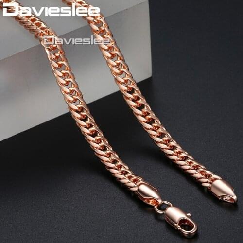 5mm Womens Mens Rose Gold Chain Cuban Link Necklace for Men Gold Filled Jewelry Trendy Gift DLGN162