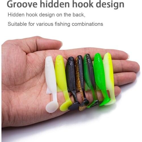 Hanlin 6 cm 2.5g T-tail Wobblers Fishing Lures Easy Shiner Swimbaits Silicone Soft Bait Double Color Carp Artificial Soft Lure