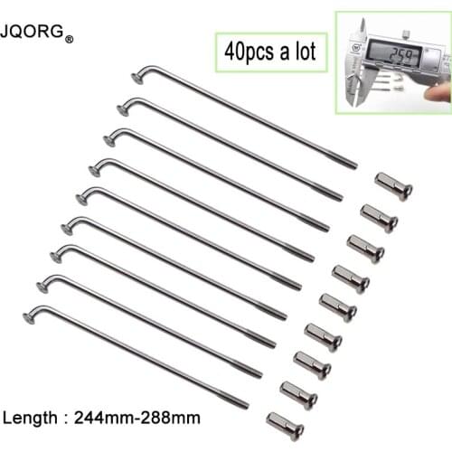 JQORG 12K Spokes 304 Stainless Steel Equal Diameter 2.6mm Sliver Color BLDC Hub Motor E-bike Spokes Length 244-288mm 40pcs/lot