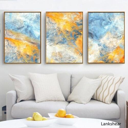 Canvas Painting Abstract Gold Blue Posters And Prints Wall Art Poster Prints Wall Pictures For Living Room Nordic Home Decor