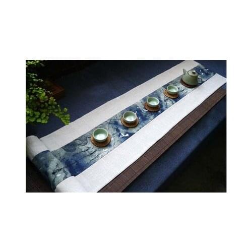 Chinese landscape painting nation wind cotton and linen tablecloth Dinning Tablerunner