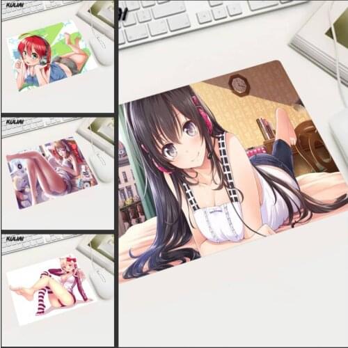 XGZ Red Hair Girl Sexy Anime Wallpaper Mousepad Most Countries Free Shipping Rubber Rectangle Fit Laptop Home Decor Mousepads