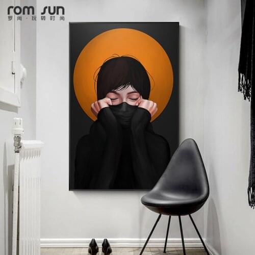 Beautiful Girl Deep Thinking Canvas Painting Wall Pictures for Living Room Posters and Prints Modern Art Home Deco for Aisle