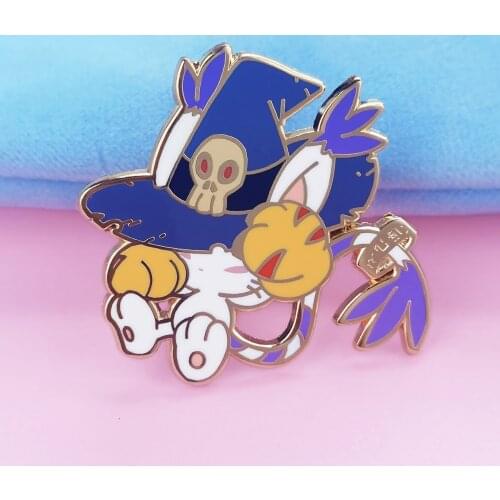 Cute Tailmon Cat Hard Enamel Pins Kawaii Cartoon Goblin Elf Medal Brooch Accessories Anime Video Game Fan Collect Badge Jewelry