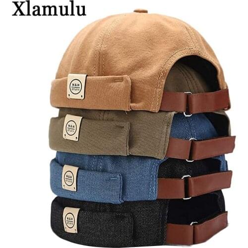 Fashion Men Cotton Student Couple Sailor Skull Cap Harbour Hat Retro Brimless Womens Beanie Harbour Hat Docker Cap