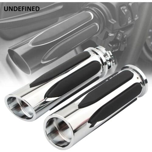 Motorcycle 25mm Chrome CNC Throttle Handlebar Hand Grips Cable For Harley Road Electra Glide Night Train Softail Dyna Handguard