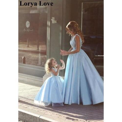 Sky Blue Mother And Daughter Evening Dresses 2020 Prom Dresses For Wedding Elegant Formal Party Prom Dresses Long Vestido Fiesta