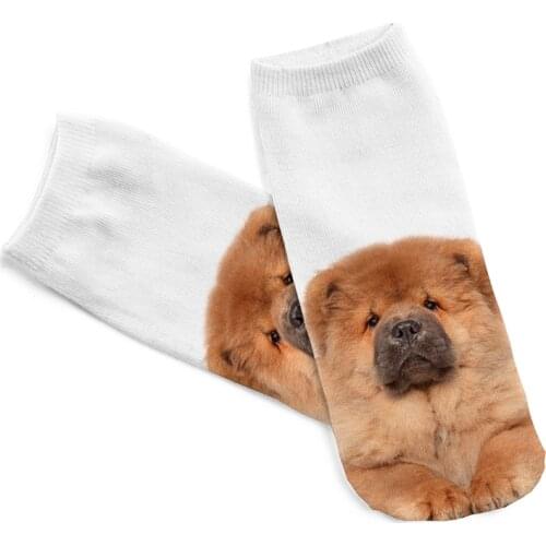 2019 New 3D Digital Printed Chow dog Women Socks Unisex Fashion Cute Short Sock Women Low Cut Dress Sock Hot Beautiful Wholesale