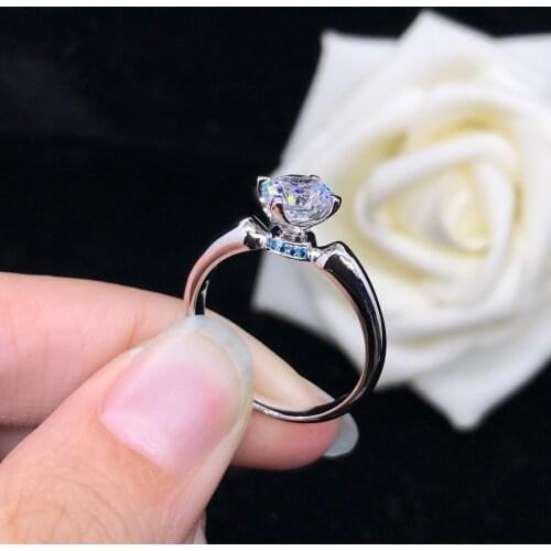1Ct 6.5mm D Color VVS1 Moissanite Engagement Ring AU750 18K White Gold Ring Anniversary Diamond Jewelry