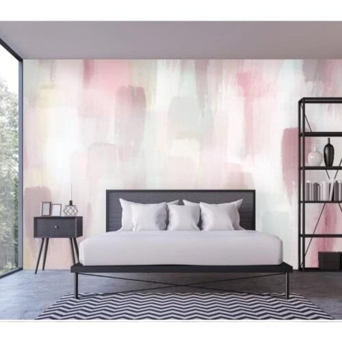 Custom 3d Mural Wallpape Modern minimalistic pink abstract watercolor brush art bedroom background wall 3D Wallpaper