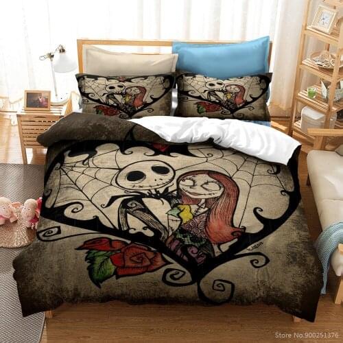 The Nightmare Before Christmas Comforter Cover & Pillowcase Set Queen King Size 3d Bedding Set Duvet Cover Set for Home Bedroom