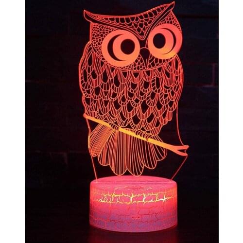 3D LED Acrylic Lamps Owl Model Touch Remote Control Bedside Table Light Ornament For Home Kids Room Decoration Gift For Children