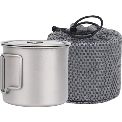 Titanium Cup 550Ml Ultralight Portable Pot Titanium Water Mug Cup For Outdoor Camping Hiking Backpacking