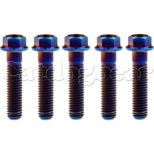Catdogbear 5Pcs M8 Titanium Ti Bolt M8x20 25 30 35 40 45mm DIN6921 Hex Flange Head Screws for Bicycle Motorcycle Parts