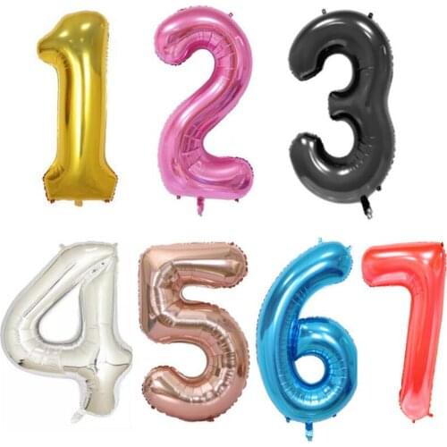 500PC 40 Inch Number Foil Balloon Large Rainbow Rose Gold Silver Digital Balloons birthday party decor kids Baby Shower Supplies