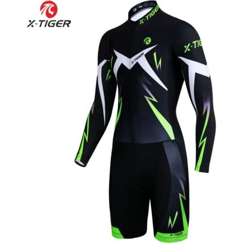 X-Tiger Quick-dry Triathlon Long Sleeve Cycling Jerseys With Compression Sponge Padded Mans Bicycle Clothes Ropa De Ciclismo