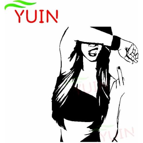 Sexy Girl Middle Finger Car Sticker Body Decoration Fashion PVC Waterproof Sunscreen Decal Black/white/red/laser/silver