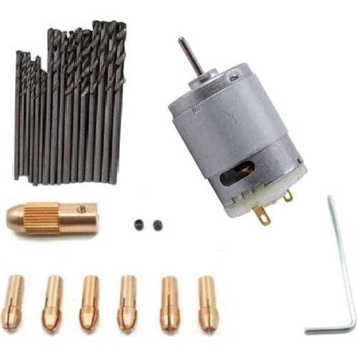 1Pcs Dc 12V 500Ma Mirco-Motor with 6Pcs 0.5-3.2mm Drill Collet Electric Pcb Tool Set