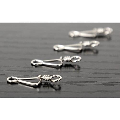 10pcs Snaps Fishing Connector Swivels Fishing Lure Pin Stainless Steel Connector Bearing Rolling Swivel Accessories