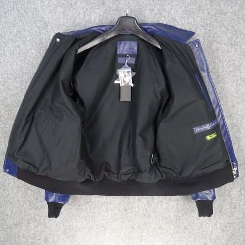 2020 Men Blue USAF A2 Pilot Jacket Plus Size XXXXL Genuine Horsehide Autumn Slim Fit Military Aviator Leather Coat