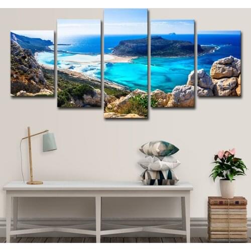 5 Pcs Nordic Style Canvas Printing Seascape Beach Wall Art Decorative Painting Sea Poster and Picture for Bedroom Decoration
