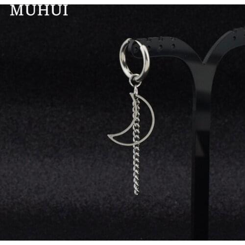 Free Shipping 1pc GOT7 Kim YuGyeom Earring Stainless Steel Moon Tassel Earrings For Women Jewelry Never Fade EH-756