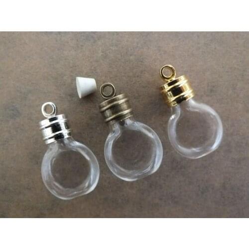 Free ship!! Lot mixed color can choose glue cap & 25x14mm Flat round art magic glass bottle pendant