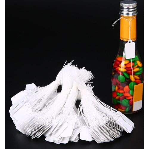 500pcs/lot Price Label Tags Rectangular Blank Price Tag Paper Cards with Hanging String for Jewelry Stationery Shoes Clothing