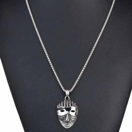 Punk Hip Hop Sweater Chain Mens Jewelry Accessories Gifts Fashion Face Shape Stainless Steel Pendant Necklace