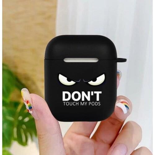 Case for Apple Airpods 1 2 Cases Slogan Simple Text Dont touch airpods Silicone Black Earphone Cover for Air pods Pro capa Bags