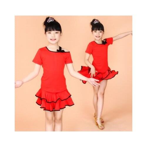 Latin Dance Dress for Girls Yellow/rose Red/ Blue/ Black Kids Salsa Dance Dresses Modern Dance Costumes for Kids