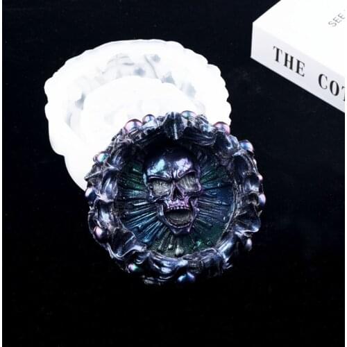DIY Skull Ashtray Silicone Mold Crystal Epoxy Resin Craft Transparent Mould Home Desktop Decoration Making Tools