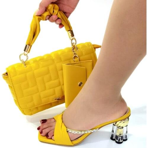 Doershow Italian Shoes and Bags To Match Shoes with Bag Set Decorated with Rhinestone Nigerian Women Wedding Shoes set! SKJ1-35